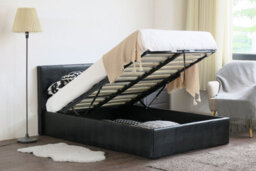 Modernique Black 4Ft6, Ottoman Double Storage Bed Faux Leather In Black - thumbnail 5
