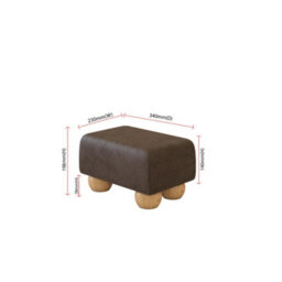 Dark Brown Natural Wood Bun Feet Italian Leather Small Footstool  Handmade Uk By Footstools Direct - thumbnail 2