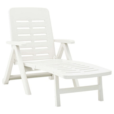 Berkfield Folding Sun Lounger Plastic White - image 1