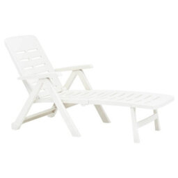 Berkfield Folding Sun Lounger Plastic White - thumbnail 3