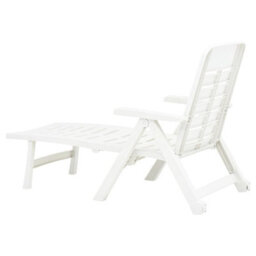 Berkfield Folding Sun Lounger Plastic White - thumbnail 6