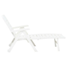 Berkfield Folding Sun Lounger Plastic White - thumbnail 5