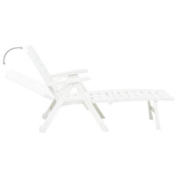 Berkfield Folding Sun Lounger Plastic White - thumbnail 4