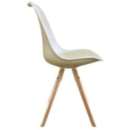 Fusion Living Soho Vanilla Plastic Dining Chair With Pyramid Light Wood Legs - thumbnail 5