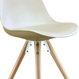 Fusion Living Soho Vanilla Plastic Dining Chair With Pyramid Light Wood Legs - thumbnail 2