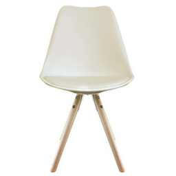 Fusion Living Soho Vanilla Plastic Dining Chair With Pyramid Light Wood Legs - thumbnail 7