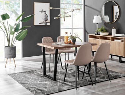 Furniturebox Uk Kylo Brown Wood Effect Dining Table & 4 Cappuccino Corona Black Leg Chairs - image 1