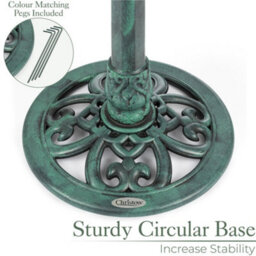 Garden Bird Bath Resin Leaf Birdbath With Rustic Metal Effect H60Cm Green Christow - thumbnail 4