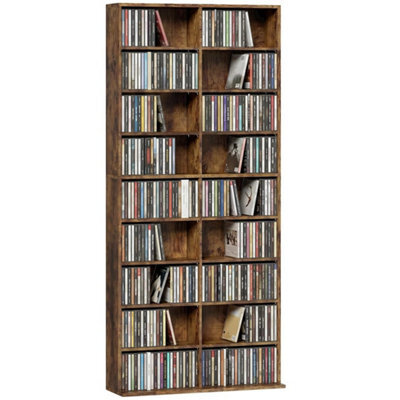 Rustic Brown Media Storage Tower, 18 Compartments For 640 Cds / 360 Dvds - image 1