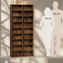 Rustic Brown Media Storage Tower, 18 Compartments For 640 Cds / 360 Dvds - thumbnail 2
