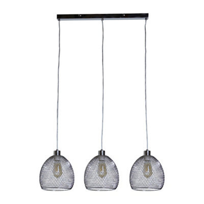 Valuelights Novo 3 Way Chrome Over Table Ceiling Light Fitting With Suspended Mesh Lightshades And 4W Led Filament Bulbs - image 1