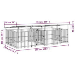 Berkfield Outdoor Dog Kennel With Roof Steel 7.51 M2 - thumbnail 6