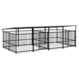 Berkfield Outdoor Dog Kennel With Roof Steel 7.51 M2 - thumbnail 2