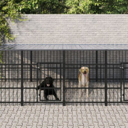 Berkfield Outdoor Dog Kennel With Roof Steel 7.51 M2 - thumbnail 1