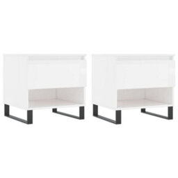 Berkfield Coffee Tables 2 Pcs High Gloss White 50X46X50 Cm Engineered Wood - thumbnail 2