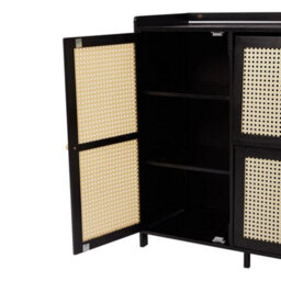 Large Shoe Cabinet Storage Cupboard Footwear Stand Rack Wooden 3 Rattan Doors - thumbnail 6