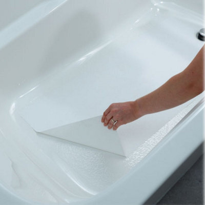 Slips Away Non Slip Adhesive Bath Mat - Ultra Thin And Discreet - Anti Skid Textured Vinyl 40Cm X 86Cm - White - image 1