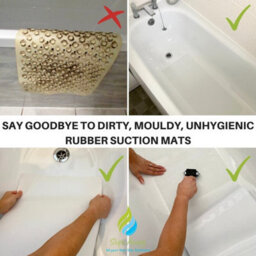 Slips Away Non Slip Adhesive Bath Mat - Ultra Thin And Discreet - Anti Skid Textured Vinyl 40Cm X 86Cm - White - thumbnail 9