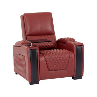 Cinema Recliner Electric Chair In Red Genuine Leather - Assisi