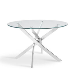 Home Detail Livorno Round Glass Dining Table With Silver Legs & White Sierra Chairs, 6 Seater - thumbnail 2