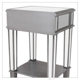 2 Tier Luxury Silver Mirrored Side Table Nightstand W/ Drawer Sofa Side Bedside - thumbnail 6