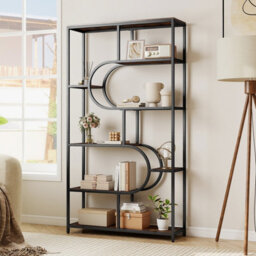 Gainoom 8-Tier Brown Bookshelf Industrial Etagere Bookcase W/ Storage Shelves - thumbnail 9