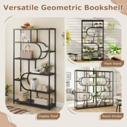 Gainoom 8-Tier Brown Bookshelf Industrial Etagere Bookcase W/ Storage Shelves - thumbnail 8