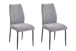 Aspect Furniture Set Of 2 Anna Upholstered Dining Chairs Black Legs,light Grey Fabric - thumbnail 3