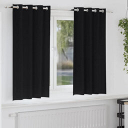Berkfield Curtains With Curtains 2 Pcs Black 175 X 140 Cm Polyester - thumbnail 1