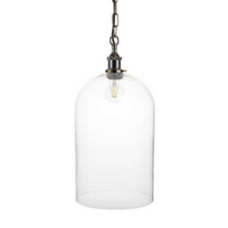 Lawrence Clear Elongated Dome Glass Pendant Light - Black Nickel - Se Home - thumbnail 1