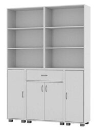 Urbn-Living Urbnliving Height 170Cm 4 Door 6 Shelf White Bookshelf 1 Drawer Storage Cabinet Bookcase Cupboard Display Unit