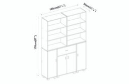 Urbn-Living Urbnliving Height 170Cm 4 Door 6 Shelf White Bookshelf 1 Drawer Storage Cabinet Bookcase Cupboard Display Unit - thumbnail 4