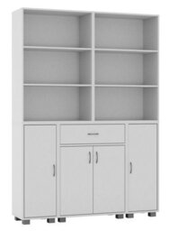 Urbn-Living Urbnliving Height 170Cm 4 Door 6 Shelf White Bookshelf 1 Drawer Storage Cabinet Bookcase Cupboard Display Unit - thumbnail 2