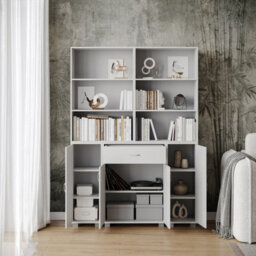 Urbn-Living Urbnliving Height 170Cm 4 Door 6 Shelf White Bookshelf 1 Drawer Storage Cabinet Bookcase Cupboard Display Unit - thumbnail 3