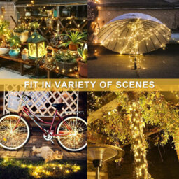 2 Pack 33Ft 100 Led Solar String Lights, Waterproof 8 Modes, Warm White For Outdoor Patio Garden Decor - thumbnail 5