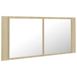 Berkfield Led Bathroom Mirror Cabinet Sonoma Oak 100X12X45 Cm - thumbnail 3