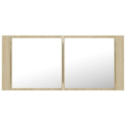 Berkfield Led Bathroom Mirror Cabinet Sonoma Oak 100X12X45 Cm - thumbnail 4