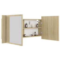 Berkfield Led Bathroom Mirror Cabinet Sonoma Oak 100X12X45 Cm - thumbnail 6