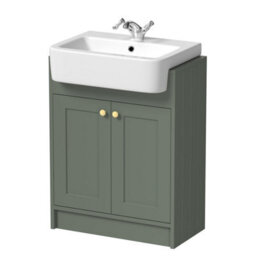 Affine Traditional Double Vanity Basin Unit With Shelving Unit Bathroom Furniture Green - thumbnail 5