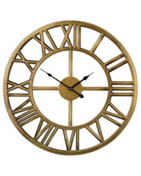 Beliani Timely Wall Clock Gold Iron Frame Classic Roman Numerals 61 Cm - Quartz, Wall-Mounted - thumbnail 1