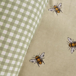 OHS Bee Striped Duvet Cover Reversible Bedding Set, Sage - King - thumbnail 4