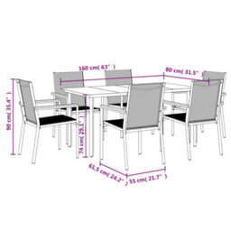 Berkfield 7 Piece Garden Dining Set Black Textilene And Steel - thumbnail 9