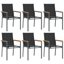 Berkfield 7 Piece Garden Dining Set Black Textilene And Steel - thumbnail 4