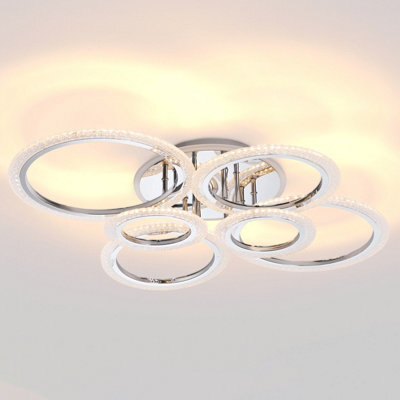 Living And Home Modern 6-Light Led Ceiling Light With 14 Rgb Modes And Remote Control, Adjustable Brightness And Colour Temperature (60W) - image 1