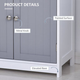 Wyld Haus Lufili Freestanding Bathroom Cabinet, 2 Drawers And Cupboard, Grey And White, 60 X 30 X 75 Cm - thumbnail 6