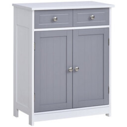 Wyld Haus Lufili Freestanding Bathroom Cabinet, 2 Drawers And Cupboard, Grey And White, 60 X 30 X 75 Cm