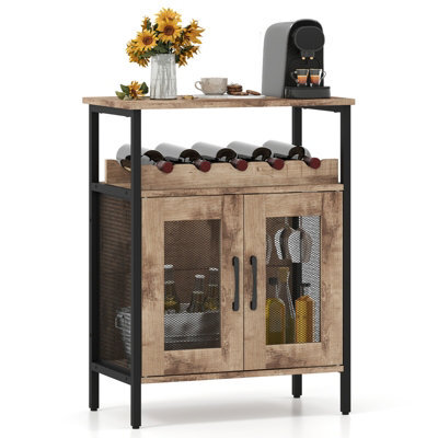 Costway Wine Bar Cabinet Home Liquor Cabinet With Removable Wine Rack-Grey Wash - image 1