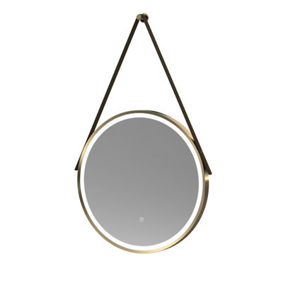 Balterley Quixhill Round Framed Led Touch Sensor Mirror With Demister, 600mm - Brushed Brass/brown - image 1