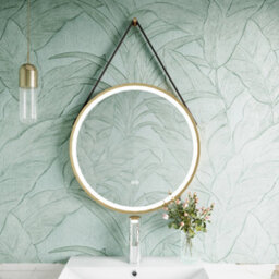 Balterley Quixhill Round Framed Led Touch Sensor Mirror With Demister, 600mm - Brushed Brass/brown - thumbnail 2