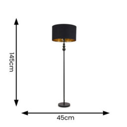 Valuelights Marissa Matte Black Stacked Ball Floor Lamp With Black/gold Shade - thumbnail 7